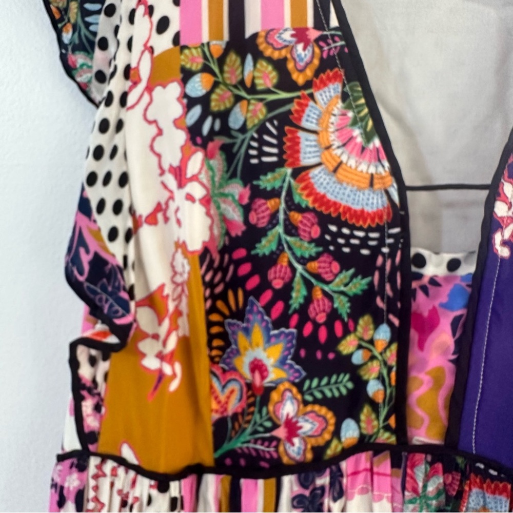 Anthropology Patchwork Multicolor Midi Dress Sz 6 - image 4